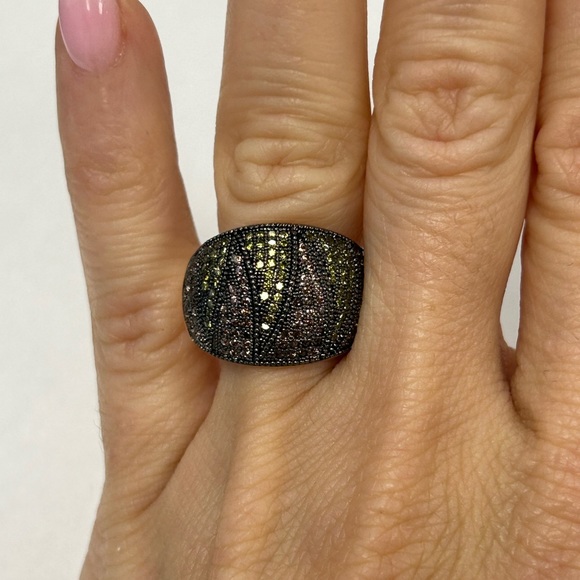 Suzy Levian Rose Sterling Silver Pave Green & Pink CZ Ring NWT - Picture 5 of 7